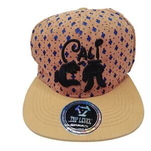TOP Level Cali CA California Men's Adjustable Cotton Snapback Cap Tan Blue